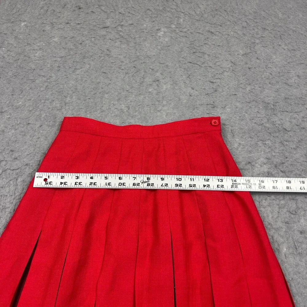 Vintage Deans Of Scotland Skirt Womens 4 Red Plaid Wool Pleated Long Skirt Lined
